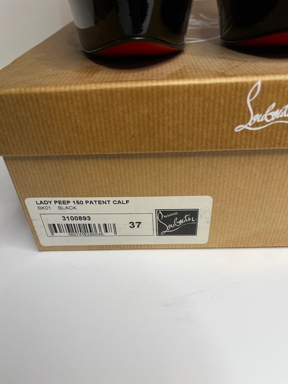 SZ 37 Christian Louboutin Black Patent Leather Peep-Toe Platform Pumps - Picture 15 of 15